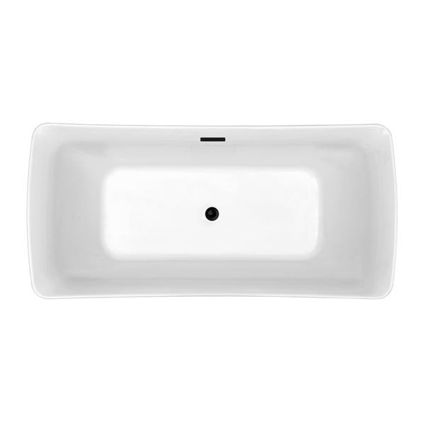 Streamline 31W x 70L Glossy White Acrylic Bathtub and a Matte Black Center Drain