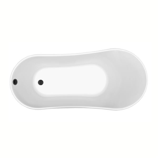 Streamline 28W x 63L Glossy White Acrylic Clawfoot Bathtub with Matte Black Feet and Reversible Drain