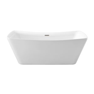 Streamline 31W x 70L Glossy White Acrylic Bathtub and a Brushed Nickel Center Drain