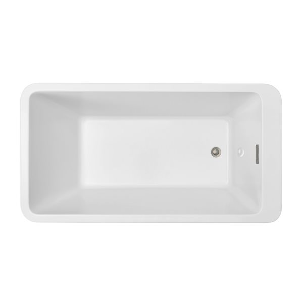 Streamline 32W x 60L Glossy White Acrylic Bathtub and a Brushed Nickel Reversible Drain