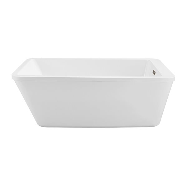 Streamline 32W x 60L Glossy White Acrylic Bathtub and a Brushed Nickel Reversible Drain