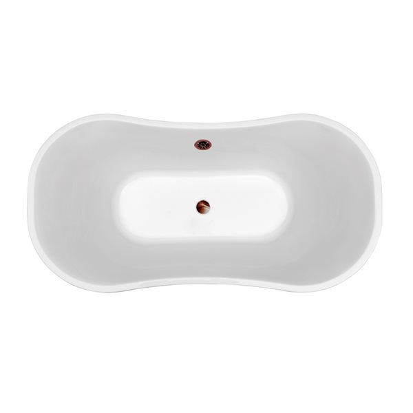 Streamline 34W x 68L Glossy White Acrylic Bathtub and a Matte Oil Rubbed Bronze Center Drain