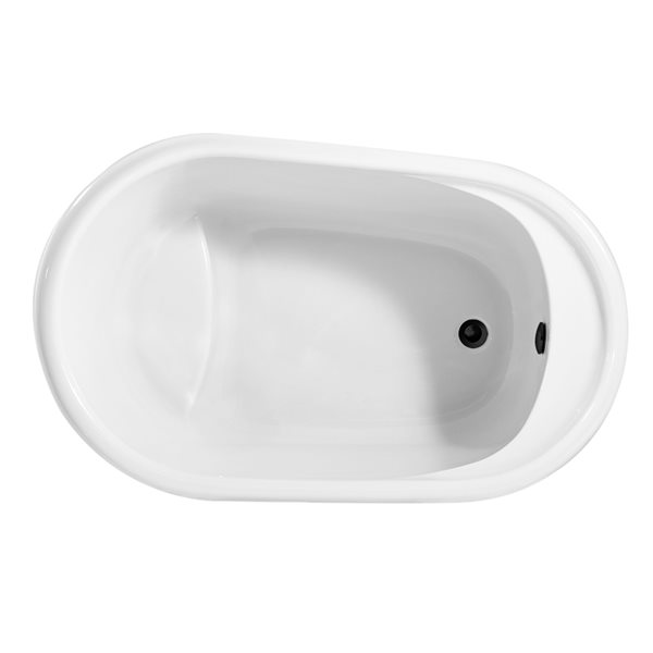 Streamline 32W x 51L Glossy White Acrylic Bathtub and a Matte Black Reversible Drain