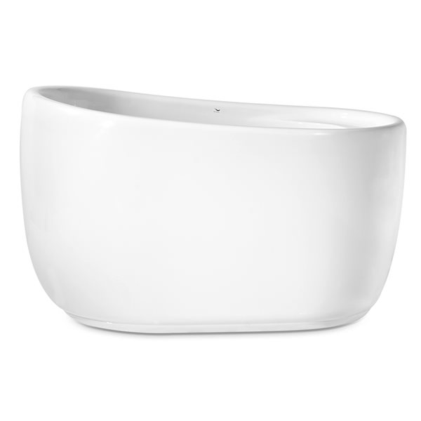 Streamline 32W x 51L Glossy White Acrylic Bathtub and a Matte Black Reversible Drain