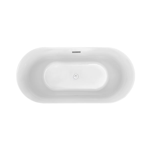Streamline 31W x 67L Glossy Black Acrylic Bathtub and a Polished Chrome Center Drain