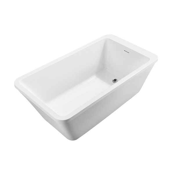 Streamline 32W x 60L Glossy White Acrylic Bathtub and a Polished Chrome Reversible Drain