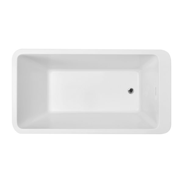 Streamline 32W x 60L Glossy White Acrylic Bathtub and a Polished Chrome Reversible Drain