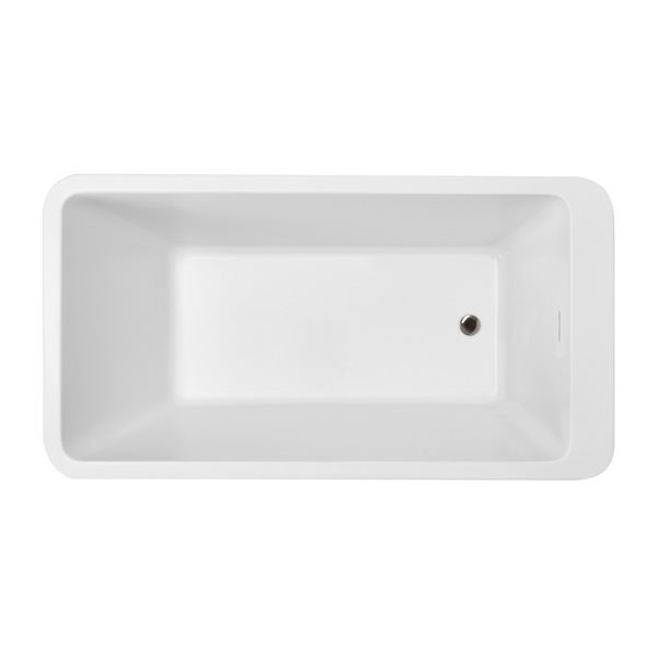 Streamline 32W x 60L Glossy White Acrylic Bathtub and a Brushed Nickel Reversible Drain