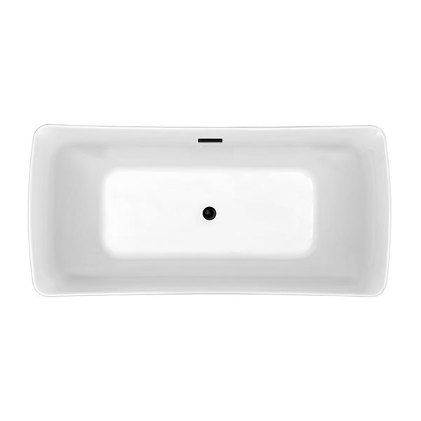 Streamline 30W x 62L Glossy White Acrylic Bathtub and a Matte Black Center Drain