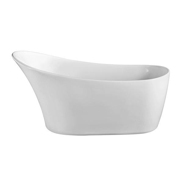 Streamline 31W x 67L Glossy White Acrylic Bathtub and a Polished Gold Reversible Drain