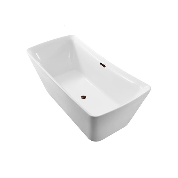 Streamline 30W x 62L Glossy White Acrylic Bathtub and a Matte Oil Rubbed Bronze Center Drain