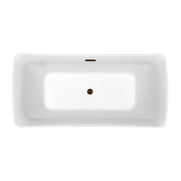 Streamline 30W x 62L Glossy White Acrylic Bathtub and a Matte Oil Rubbed Bronze Center Drain