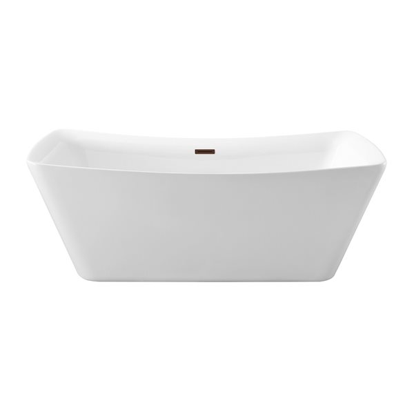 Streamline 30W x 62L Glossy White Acrylic Bathtub and a Matte Oil Rubbed Bronze Center Drain