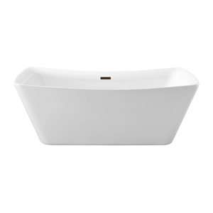 Streamline 30W x 62L Glossy White Acrylic Bathtub and a Matte Oil Rubbed Bronze Center Drain