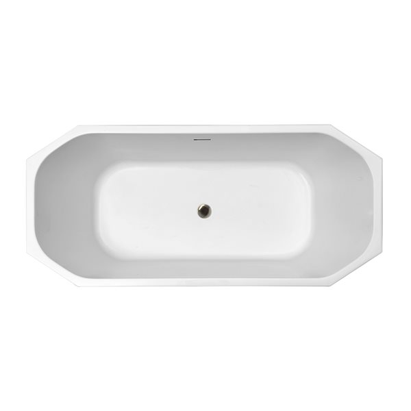 Streamline 29W x 63L Glossy White Acrylic Bathtub and a Brushed Nickel Center Drain