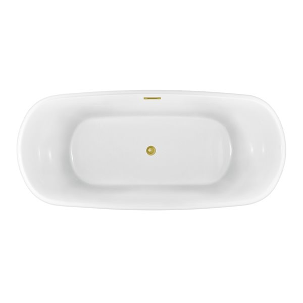 Streamline 31W x 67L Glossy Black Acrylic Bathtub and a Polished Gold Center Drain