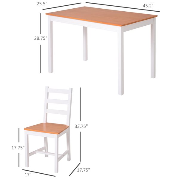 HomCom White/Honey Dining Room Set with Rectangular Table