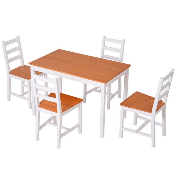 Ensemble de salle à manger blanc et beige miel par HomCom avec table rectangulaire