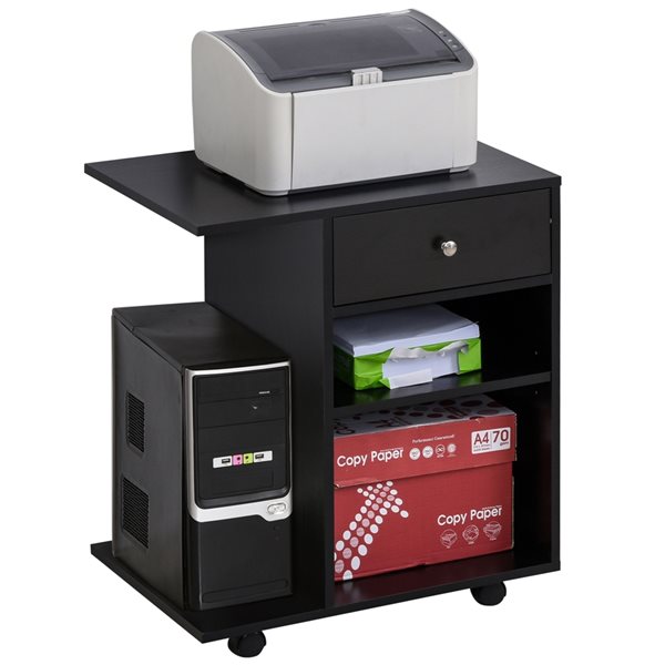 Table mobile noire pour imprimante Vinsetto de 27 po x 23 1/2 po avec  support pour unité centrale 920-069BK