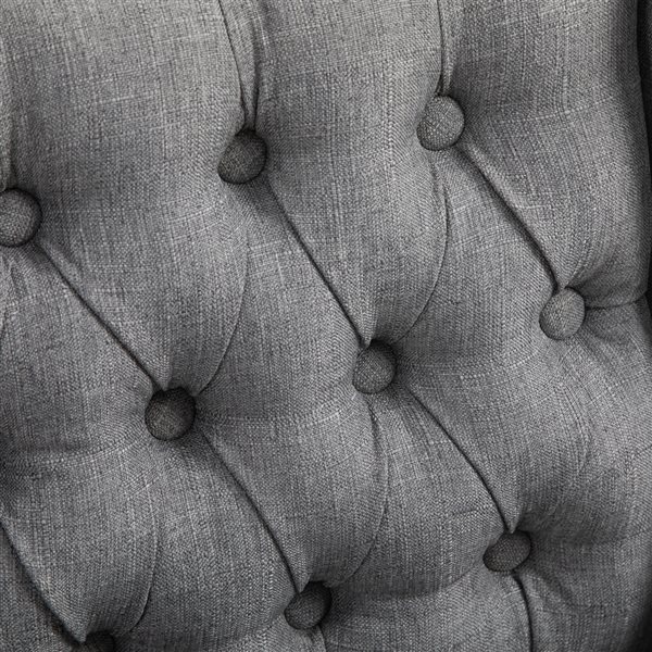 HOMCOM Grey Cotton Upholstered Bar Stools with Footrest - Set of 2