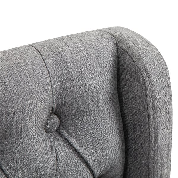 HOMCOM Grey Cotton Upholstered Bar Stools with Footrest - Set of 2