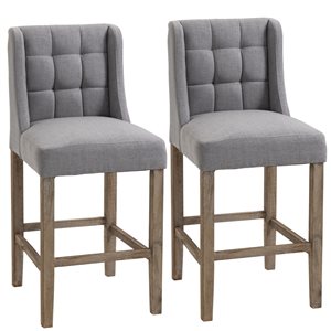 Tabourets de bar rembourrés gris HomCom de style moderne avec repose-pieds, ensemble de 2