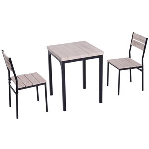 HomCom Light Wood/Black Dining Room Set with Square Table