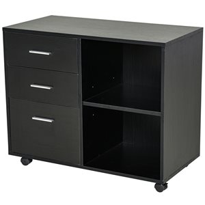 HomCom Black 31 1/2-in x 25 1/2-in 3-Drawer Mobile File Cabinet with Adjustable Shelf