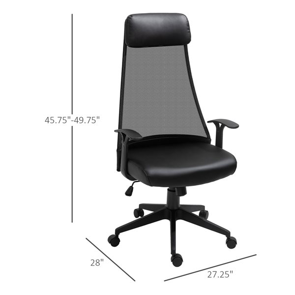 Vinsetto Adjustable Height Swivel Black Office Chair 921-389 