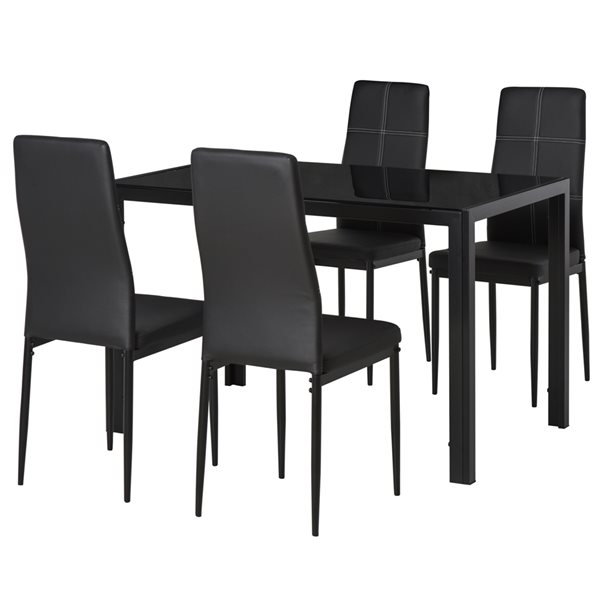 HomCom Black Dining Room Set with Rectangular Table