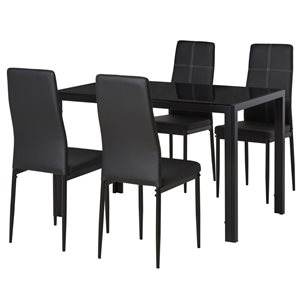 Ensemble de salle à manger noir par HomCom avec table rectangulaire