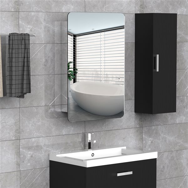 kleankin 18.11-in W x 25.98-in H x 4.72-in D Silver Bathroom Wall Cabinet