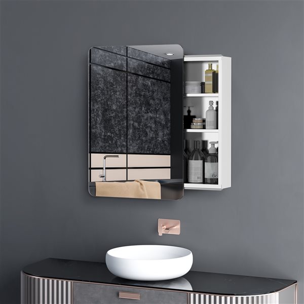 kleankin 18.11-in W x 25.98-in H x 4.72-in D Silver Bathroom Wall Cabinet
