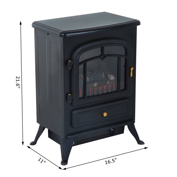 HomCom 16-in W Black LED Standing Electric Fireplace