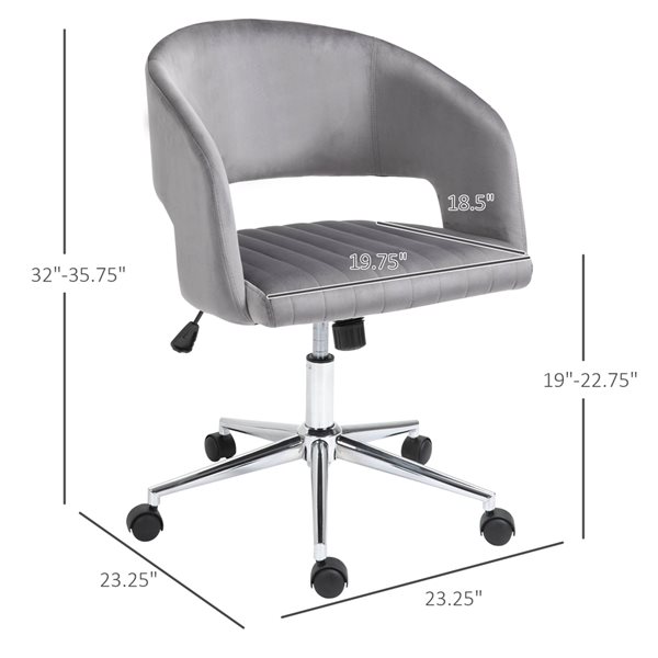 Vinsetto Light Grey Contemporary Swivel Adjustable Height Office Chair
