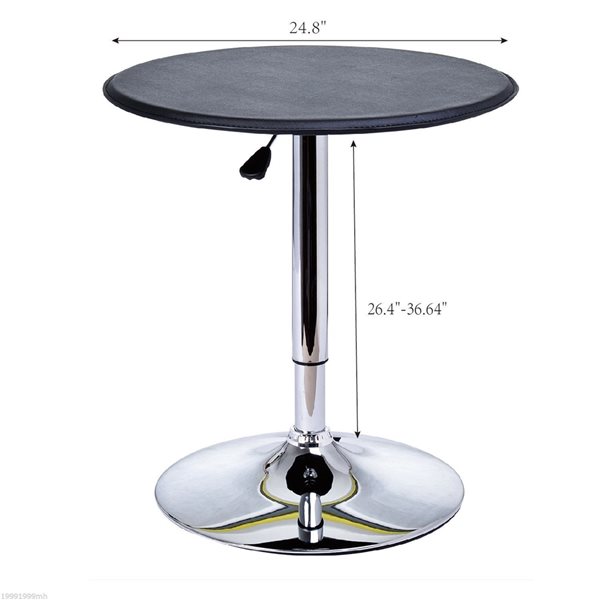 HomCom Round Faux Leather Swivel Bar Table with Adjustable Height