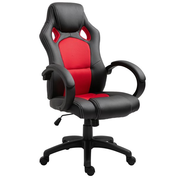 HomCom Red and Black Contemporary Adjustable Height Swivel Gaming Chair