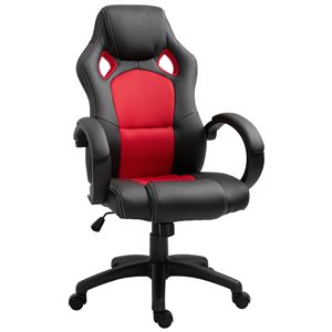 HomCom Red and Black Contemporary Adjustable Height Swivel Gaming Chair