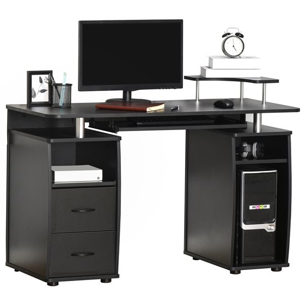 HomCom 47.24-in Modern/Contemporary Black Computer Desk