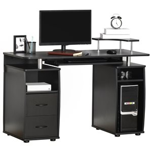 HomCom 47.24-in Modern/Contemporary Black Computer Desk