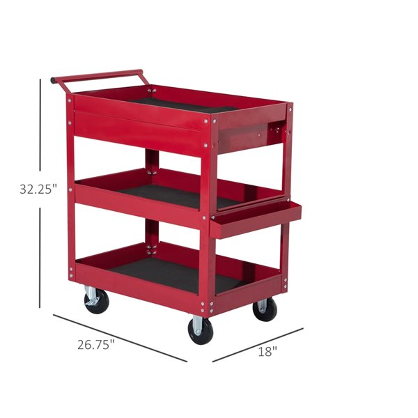 HomCom 32.28-in 1-Drawer Shelf Utility Cart