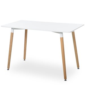 HomCom Scandinavian-Style Rectangular White Coffee Table with Adjustable Pads