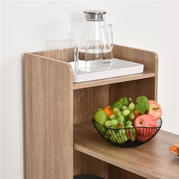 HomCom Rectangular MDF 2-in-1 Drop-Leaf Table with Storage