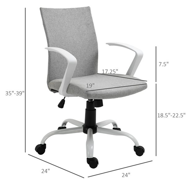 Chaise de bureau ergonomique grise contemporaine Vinsetto pivotante à hauteur réglable