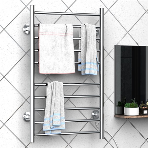 HomCom Silver 10 Bar Plug In Wall Mount Towel Warmer 850 055 RONA