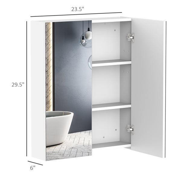 HomCom 29.53-in W x 5.91-in H x 23.62-in D White Bathroom Wall Cabinet