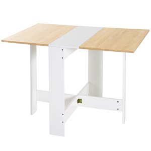 Table à abattants rectangulaire blanc et chêne HomCom pour 6 personnes en bois