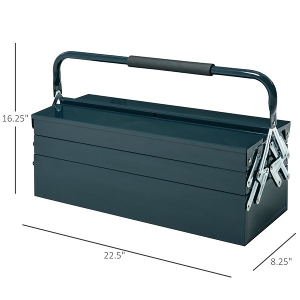 DURHAND Metal Cantilever Toolbox 5 Tray Storage Organizer w/ Carry