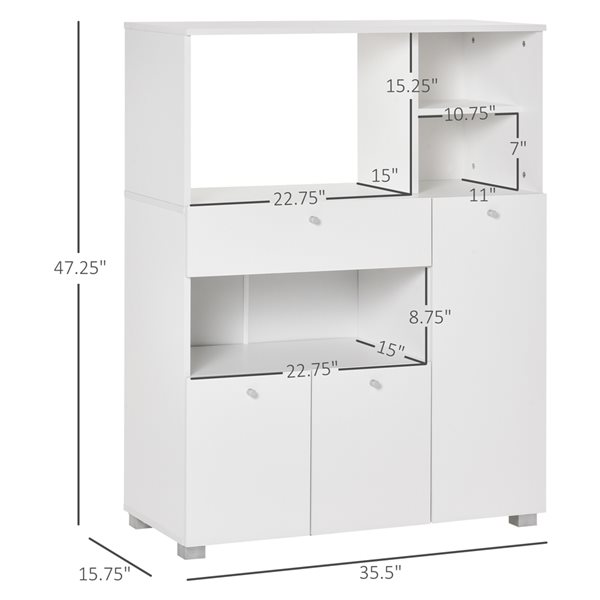 HomCom 35.43-in W Composite Wood Freestanding Kitchen Storage Cabinet with Microwave Shelf