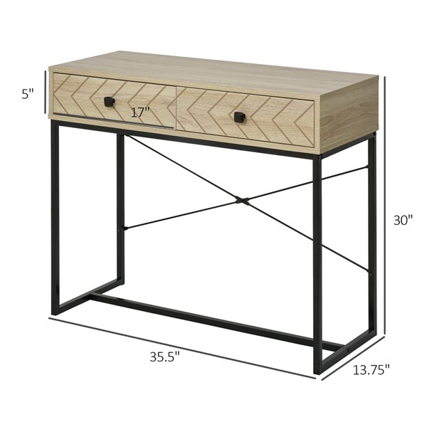 HomCom Metal Modern Console Table with 2 Drawers